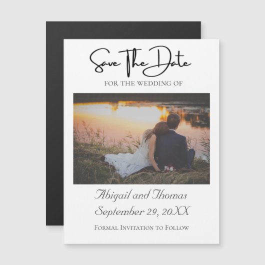 Foto formeel Trendy Magnetic Save the date Kaart (Voorkant / Achterkant)