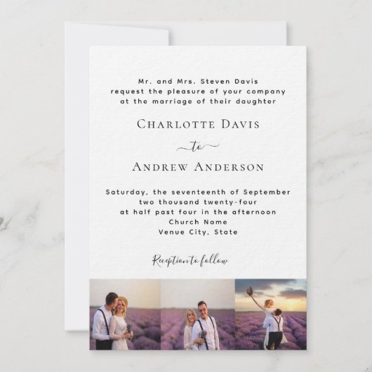 Foto formele eenvoudige luxe bruiloft kaart (Voorkant)