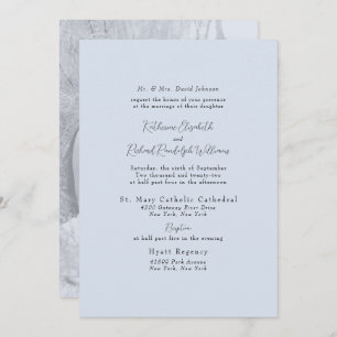 Foto Formele Stoffige Blauwe Bruid Ouders Bruiloft Kaart