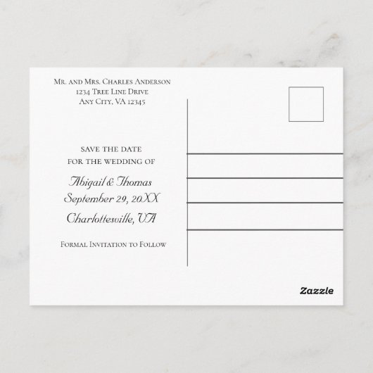 Foto Formele Verloving Wedding Save the date Briefkaart (Achterkant)