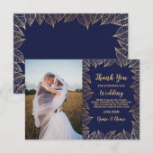 Foto Foto: Verloving Weddenschap Navy Gold Bedankkaart (Voorkant / Achterkant)