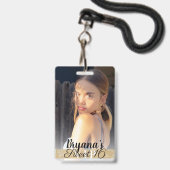 Foto Fotografie Goud VIP Verjaardagsfeest Pas Badge (Voorzijde met lanyard)