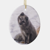 Foto Fox Gray Snow Keramisch Ornament (Rechts)