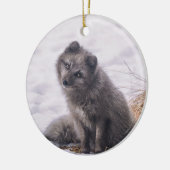 Foto Fox Gray Snow Keramisch Ornament (Links)