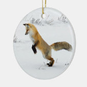 Foto Fox Leaping Snow Keramisch Ornament (Links)