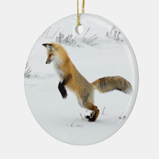 Foto Fox Leaping Snow Keramisch Ornament (Links)