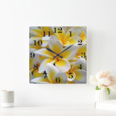 Foto Frangipani Plumeria Flower Vierkante Klok (Huis)