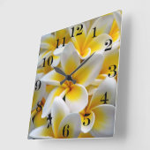 Foto Frangipani Plumeria Flower Vierkante Klok (Hoek)