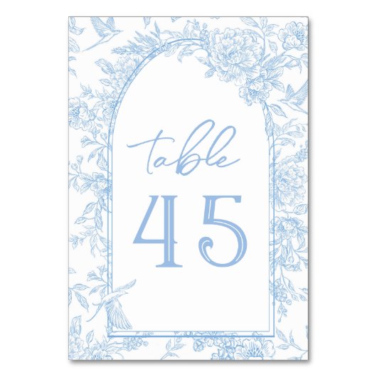 Foto Frans Toile Blauw en Wit Bloemen Huwelijk Kaart (Voorkant)