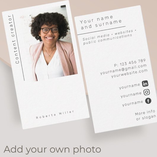 Foto freelance content creator Visitekaartje