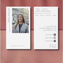 Foto freelance data analyst Visitekaartje