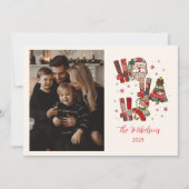Foto FRustic Patchwork Ho Ho Ho Kerstmis Feestdagenkaart (Voorkant)