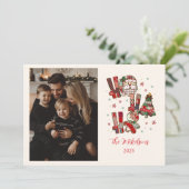Foto FRustic Patchwork Ho Ho Ho Kerstmis Feestdagenkaart (Staand voorkant)