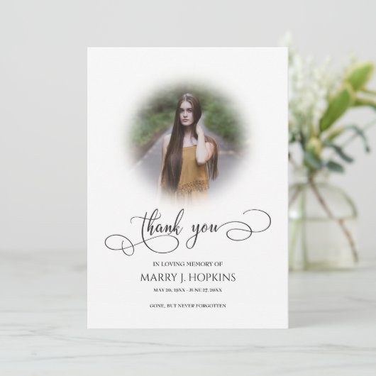 Foto Funeral Calligraphy Script Dankuwel kaarten (Staand voorkant)