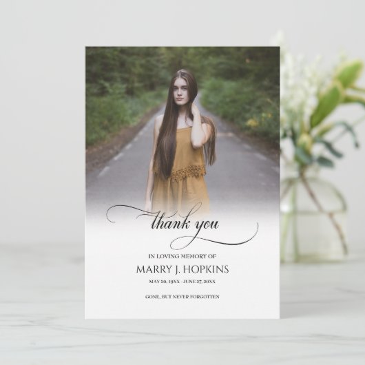 Foto Funeral Calligraphy Script Dankuwel kaarten (Staand voorkant)