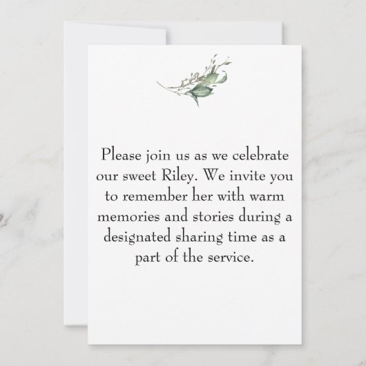 Foto Funeral Celebration of Life Invitation (Achterkant)