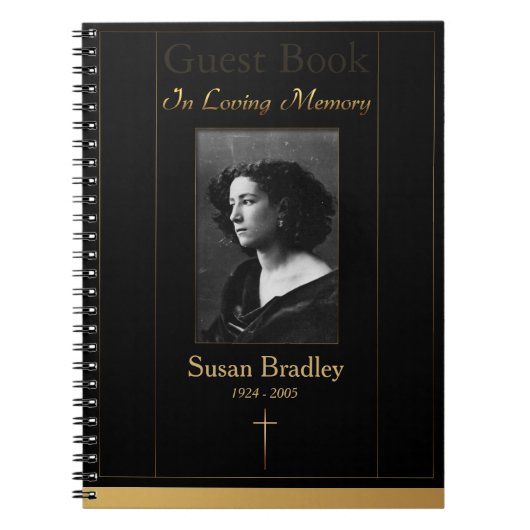 Foto: Funeral Guest Book with gold piping + Cross Notitieboek (Voorkant)