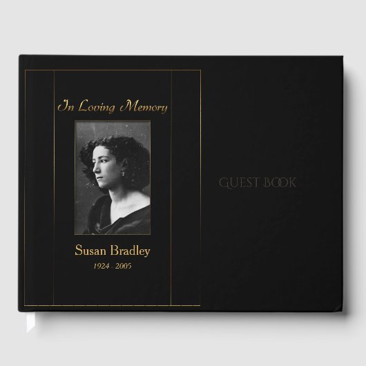 Foto: Funeral Guest Book with gold piping Gastenboek (Voorkant)