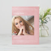Foto Funeral Invitation roze Faux Metallic Effect Kaart (Staand voorkant)