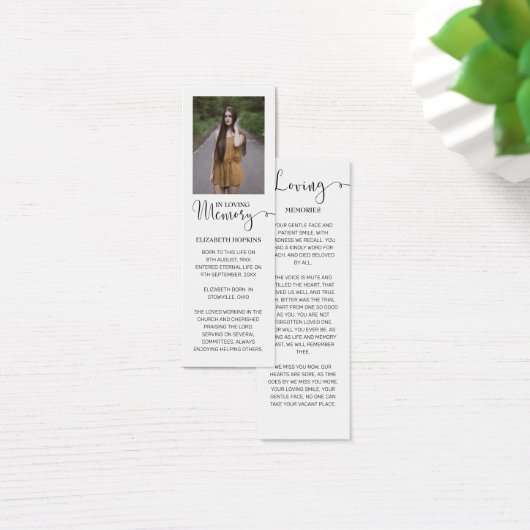 Foto Funeral Memorial Bladwijzer Card Mini Visitekaartjes (Bureau)
