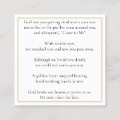 Foto Funeral Memorial Prayer Poem Kaarten Vierkante Visitekaartje (Achterkant)