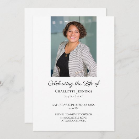 Foto Funeral Memorial Simple Order of Service Pro Programmakaart (Voorkant / Achterkant)