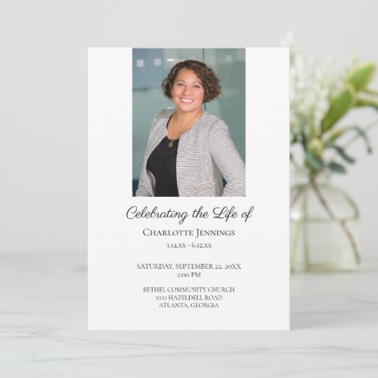 Foto Funeral Memorial Simple Order of Service Pro Programmakaart (Staand voorkant)