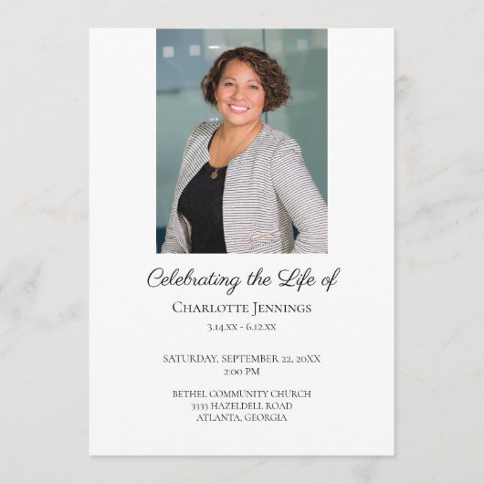 Foto Funeral Memorial Simple Order of Service Pro Programmakaart (Voorkant)