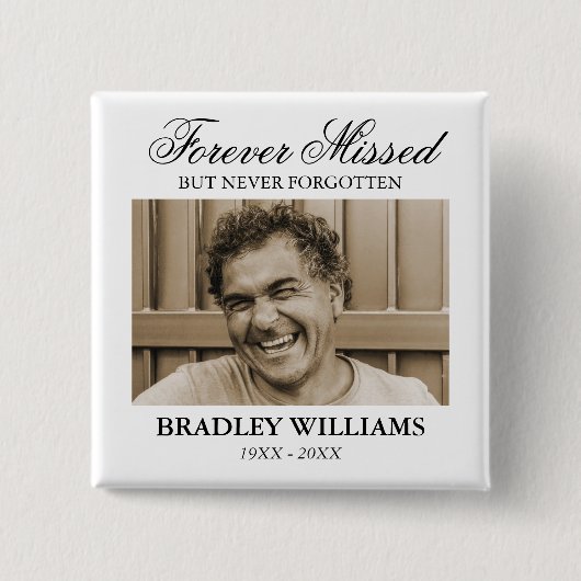 Foto Funeral Memorial Vierkante Button 5,1 Cm (Voorkant)