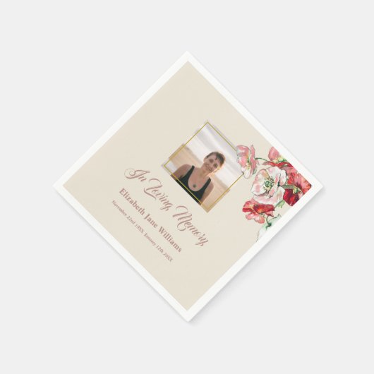 Foto Funeral Memorial Waterverf Poppies Napkins Servet (Hoek)