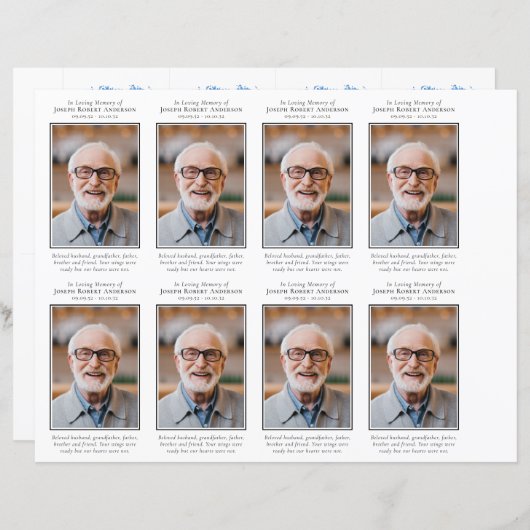 Foto Funeral Prayer Card 4,25x2,5-inch SJABLOON (Voorkant / Achterkant)