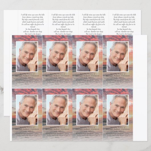 Foto Funeral Prayer Card 4,25x2,5-inch SJABLOON (Voorkant / Achterkant)