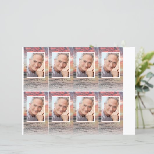 Foto Funeral Prayer Card 4,25x2,5-inch SJABLOON (Staand voorkant)