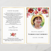 Foto Funeral Programme, rode en roze roze roodklie Flyer (Voorkant)