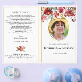 Foto Funeral Programme, rode en roze roze roodklie Flyer (Enkel)
