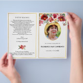 Foto Funeral Programme, rode en roze roze roodklie Flyer (Hand)