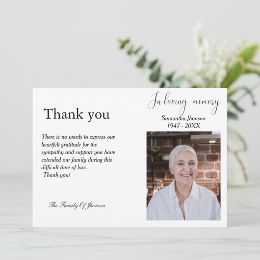 Foto Funeral viering van het leven bedankt je kaar Kaart (Staand voorkant)