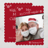 Foto Funny Baby Het is Covid Buiten Kerstrood Feestdagenkaart (Voorkant / Achterkant)