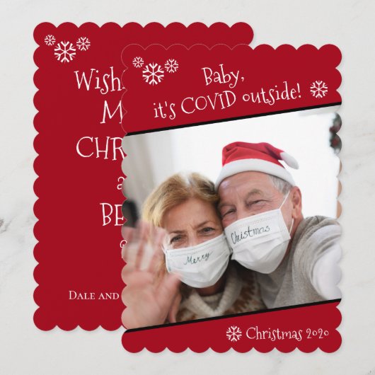 Foto Funny Baby Het is Covid Buiten Kerstrood Feestdagenkaart (Voorkant / Achterkant)