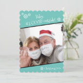 Foto Funny Baby Het is Covid Outside BlueKerstmis Feestdagenkaart (Staand voorkant)