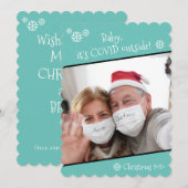 Foto Funny Baby Het is Covid Outside BlueKerstmis Feestdagenkaart (Voorkant / Achterkant)