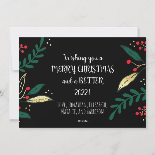 Foto Funny Miss Uw gezichten Kerst Greenery Feestdagenkaart (Achterkant)