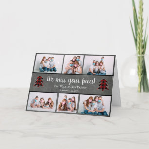 Foto Funny Miss Uw gezichten maskers Kerstmis Feestdagen Kaart