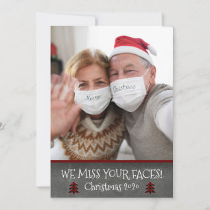 Foto Funny Miss Your Faces Covid Kerstmis Feestdagenkaart