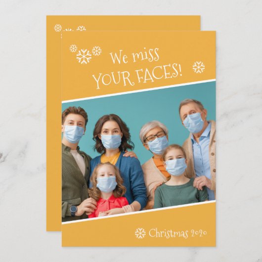 Foto Funny we Miss Uw Geels Covid Gellow Feestdagenkaart (Voorkant / Achterkant)