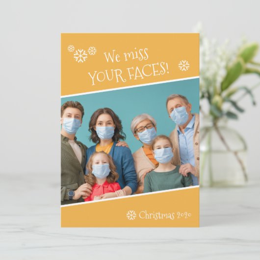 Foto Funny we Miss Uw Geels Covid Gellow Feestdagenkaart (Staand voorkant)