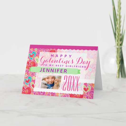 Foto galentine's Day Cute Pink Feestdagen Kaart (Voorkant)