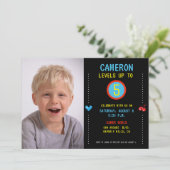 Foto Gamer Pixel Arcade niveau omhoog 5e verjaarda Kaart (Staand voorkant)