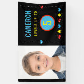 Foto Gamer Pixel Arcade niveau omhoog 5e verjaarda Spandoek (Verticaal)