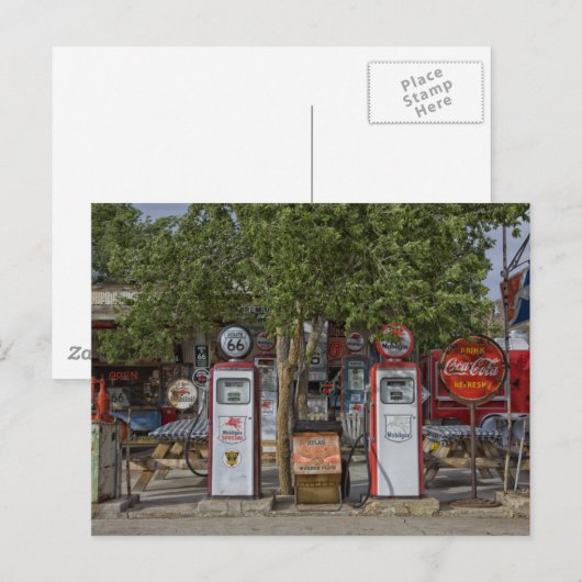 Foto gasstation briefkaart (Voorkant / Achterkant)